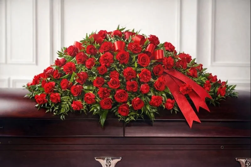 All Rose Funeral Casket Spray — 5Four Funeral Flowers